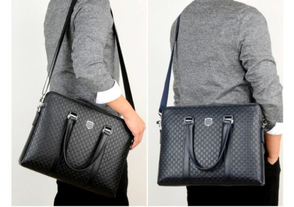 New Double Layers Men's Leather Business Briefcase - Image 7