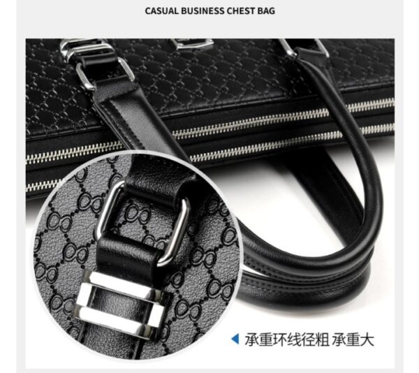 New Double Layers Men's Leather Business Briefcase - Image 4
