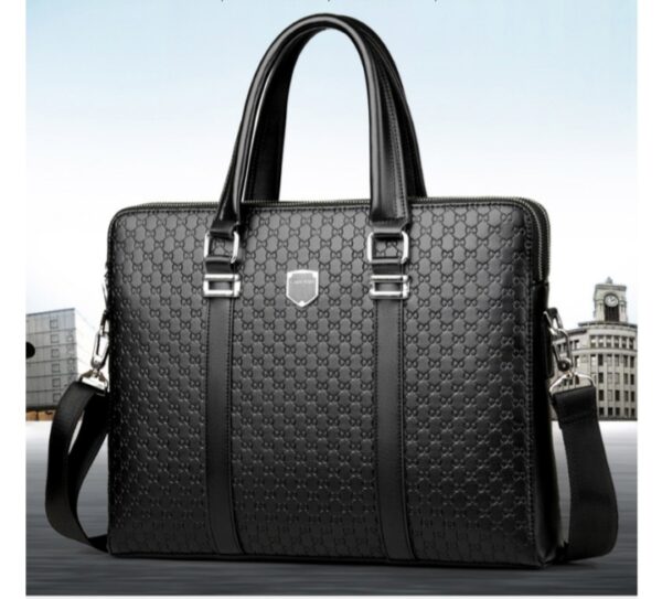 New Double Layers Men's Leather Business Briefcase - Image 2