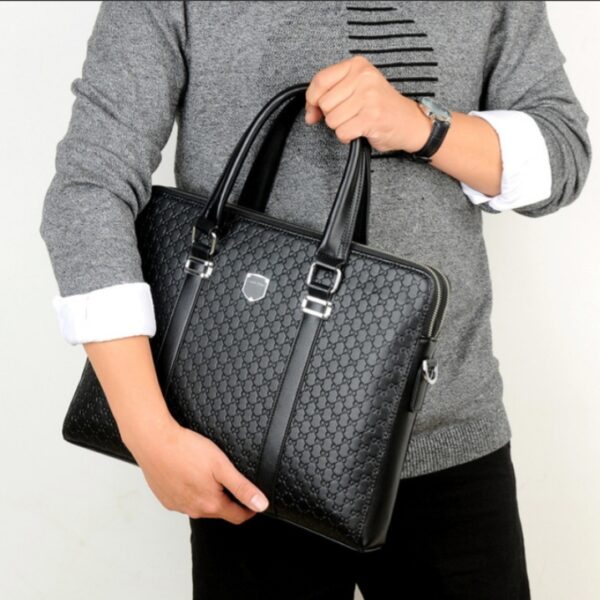 New Double Layers Men's Leather Business Briefcase - Image 6
